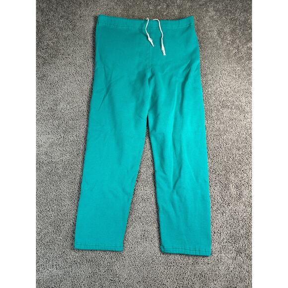 VINTAGE 70s Russell Athletic Sweatpants Mens L Green Teal Drawstring Gym Class - Picture 1 of 11
